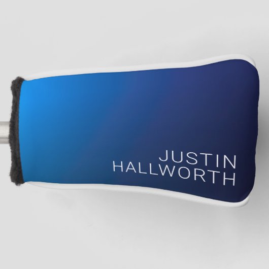 Modern donkerblauw verloop & minimale bewerkbare t golfheadcover (Voorkant)