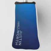 Modern donkerblauw verloop & minimale bewerkbare t golfheadcover (Draai 90)