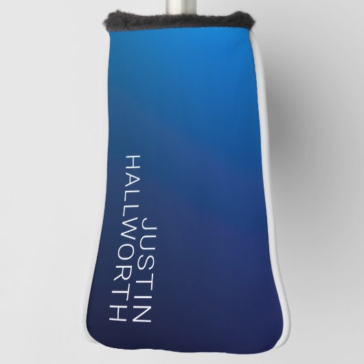 Modern donkerblauw verloop & minimale bewerkbare t golfheadcover (Draai 90)