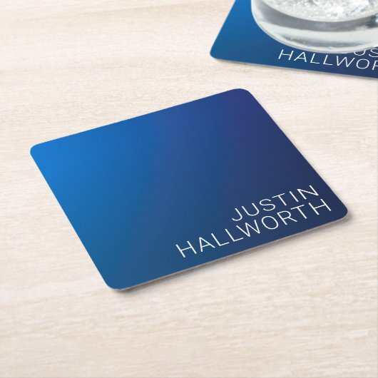 Modern donkerblauw verloop & minimale bewerkbare t kartonnen onderzetters (Schuin)