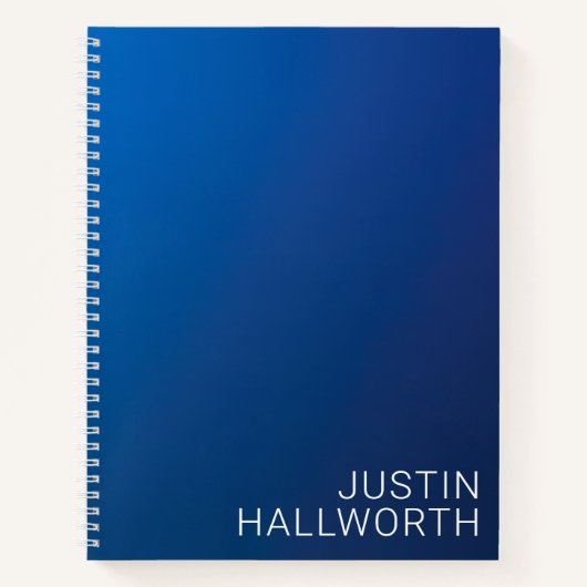 Modern donkerblauw verloop & minimale bewerkbare t notitieboek (Voorkant)