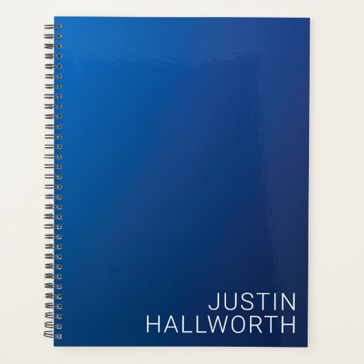 Modern donkerblauw verloop & minimale bewerkbare t planner (Voorkant)