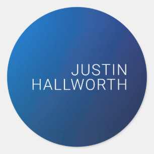 Modern donkerblauw verloop & minimale bewerkbare t ronde sticker