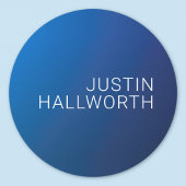 Modern donkerblauw verloop & minimale bewerkbare t ronde sticker