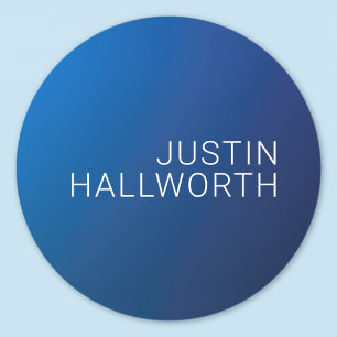 Modern donkerblauw verloop & minimale bewerkbare t ronde sticker