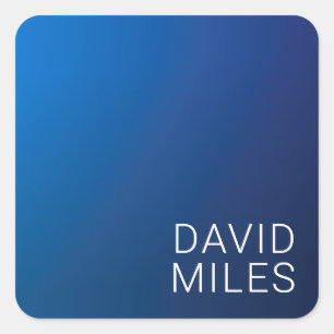 Modern donkerblauw verloop & minimale bewerkbare t vierkante sticker