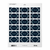 Modern Donkerblauw & Wit Grenzen Geometrisch Adres Etiket (Full Sheet)