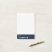 Modern Donkerblauw & Wit Rook Professioneel Post-it® Notes (Op bureau)