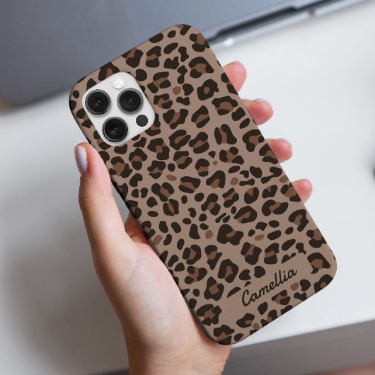 Modern donkerbruin luipaard cheetah patroon Case-Mate iPhone case