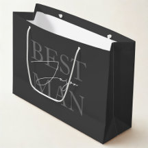 Modern Donkergrijs Best Man Voorstel Gift Bag
