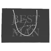 Modern Donkergrijs Best Man Voorstel Gift Bag Groot Cadeauzakje (Achterkant)
