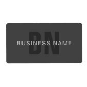 Modern donkergrijs Bewerkbare Monogram Design Sjab Etiket (Voorkant)