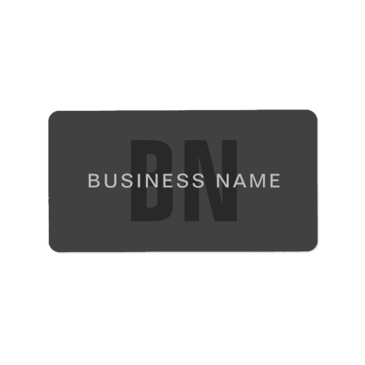 Modern donkergrijs Bewerkbare Monogram Design Sjab Etiket (Voorkant)