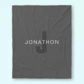 Modern donkergrijs Bewerkbare Monogram Design Sjab Fleece Deken