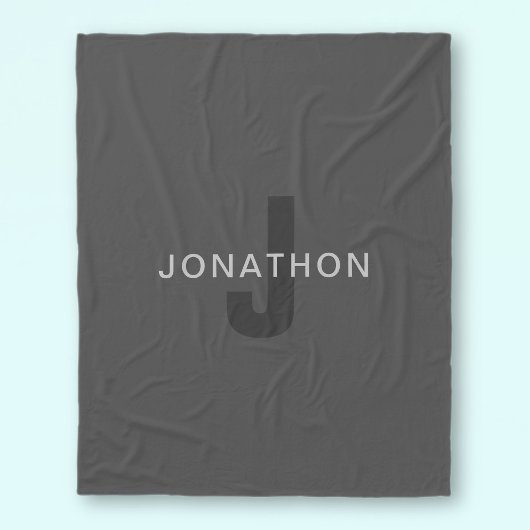 Modern donkergrijs Bewerkbare Monogram Design Sjab Fleece Deken