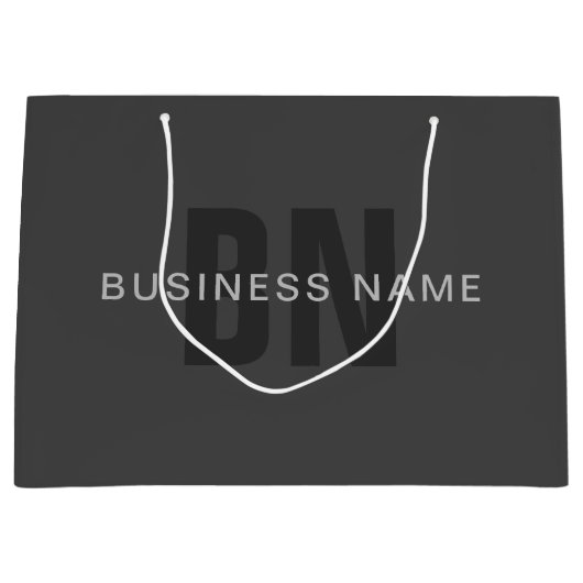 Modern donkergrijs Bewerkbare Monogram Design Sjab Groot Cadeauzakje (Voorkant)