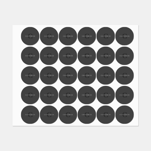 Modern donkergrijs Bewerkbare Monogram Design Sjab Labels (Vel)