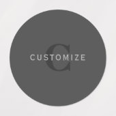 Modern donkergrijs Bewerkbare Monogram Design Sjab Labels (Design 1)