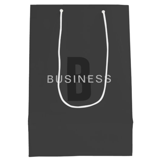 Modern donkergrijs Bewerkbare Monogram Design Sjab Medium Cadeauzakje (Achterkant)