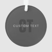 Modern donkergrijs Bewerkbare Monogram Design Sjab Ornament (achterkant)