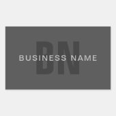 Modern donkergrijs Bewerkbare Monogram Design Sjab Rechthoekige Sticker (Voorkant)