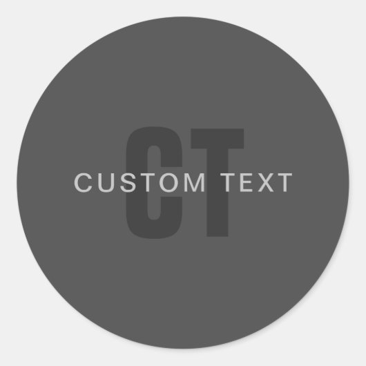 Modern donkergrijs Bewerkbare Monogram Design Sjab Ronde Sticker (Voorkant)