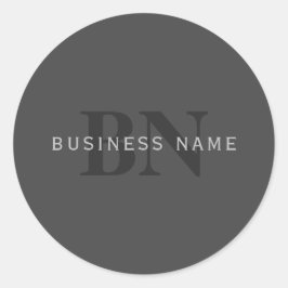 Modern donkergrijs Bewerkbare Monogram Design Sjab Ronde Sticker