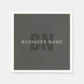 Modern donkergrijs Bewerkbare Monogram Design Sjab Servet (Voorkant)