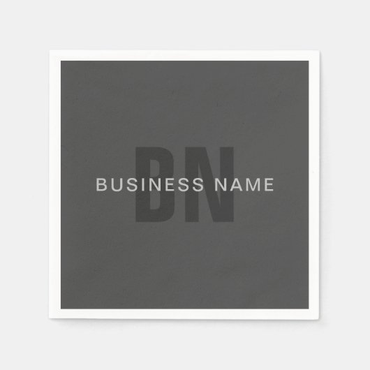 Modern donkergrijs Bewerkbare Monogram Design Sjab Servet (Voorkant)