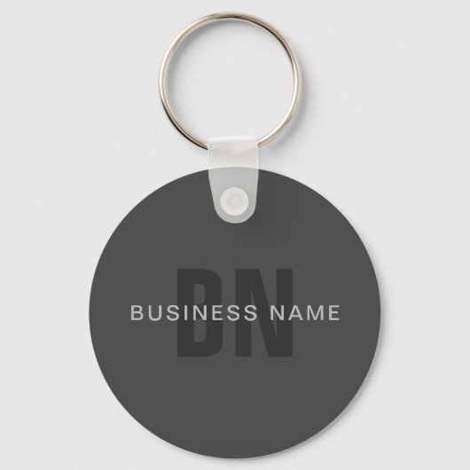 Modern donkergrijs Bewerkbare Monogram Design Sjab Sleutelhanger (Voorkant)