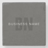 Modern donkergrijs Bewerkbare Monogram Design Sjab Stenen Onderzetter (Voorkant)