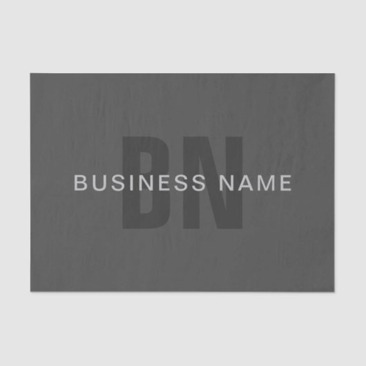 Modern donkergrijs Bewerkbare Monogram Design Sjab Tissuepapier (Voorkant)