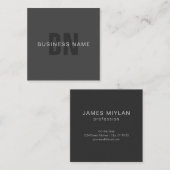 Modern donkergrijs Bewerkbare Monogram Design Sjab Vierkante Visitekaartje (Voorkant / Achterkant)