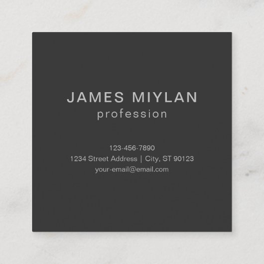 Modern donkergrijs Bewerkbare Monogram Design Sjab Vierkante Visitekaartje (Achterkant)
