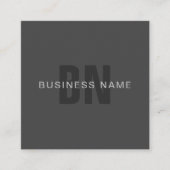 Modern donkergrijs Bewerkbare Monogram Design Sjab Vierkante Visitekaartje (Voorkant)