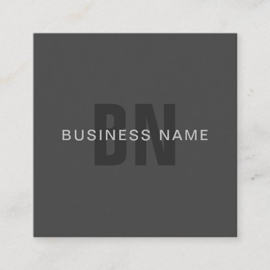 Modern donkergrijs Bewerkbare Monogram Design Sjab Vierkante Visitekaartje (Voorkant)
