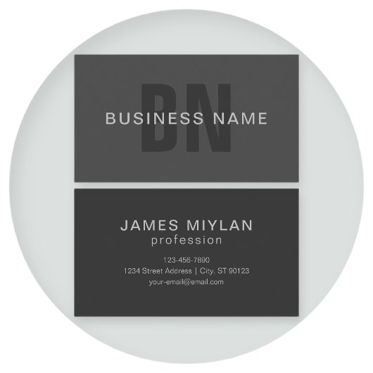 Modern donkergrijs Bewerkbare Monogram Design Sjab Visitekaartje