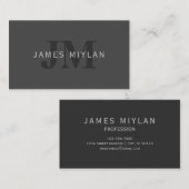 Modern donkergrijs Bewerkbare Monogram Design Sjab Visitekaartje (Voorkant / Achterkant)