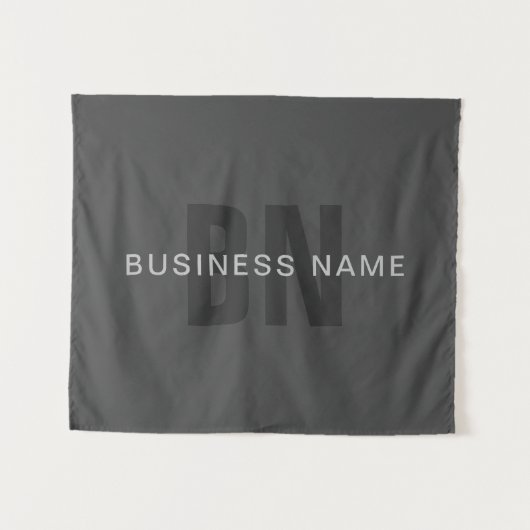 Modern donkergrijs Bewerkbare Monogram Design Sjab Wandkleed (Voorkant (horizontaal))