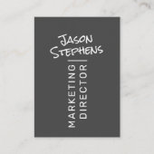 Modern Donkergrijs Eenvoudige Hand Lettered Minima Visitekaartje (Voorkant)