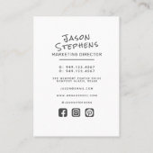 Modern Donkergrijs Eenvoudige Hand Lettered Minima Visitekaartje (Achterkant)