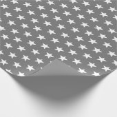 Modern donkergrijs en wit sterrenpatroon cadeaupapier (Hoek)