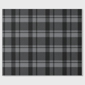 Modern Donkergrijs en Zwart Tartan Plaid Cadeaupapier (Vlak)