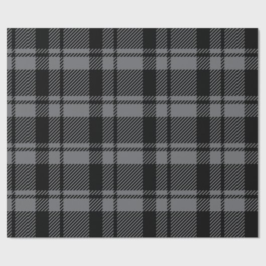 Modern Donkergrijs en Zwart Tartan Plaid Cadeaupapier (Vlak)