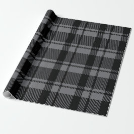 Modern Donkergrijs en Zwart Tartan Plaid Cadeaupapier