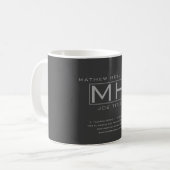 Modern Donkergrijs & Grijs Professioneel Koffiemok (Voorkant links)