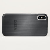 Modern Donkergrijs Metallic Textuur Monogram Case-Mate iPhone Case (Achterkant (horizontaal))