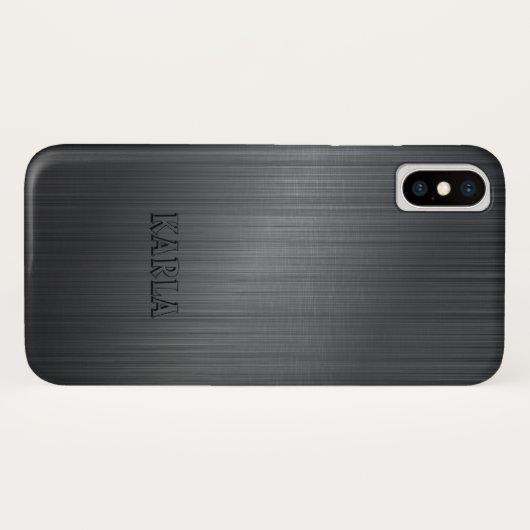 Modern Donkergrijs Metallic Textuur Monogram Case-Mate iPhone Case (Achterkant (horizontaal))