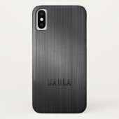 Modern Donkergrijs Metallic Textuur Monogram Case-Mate iPhone Case (Achterkant)