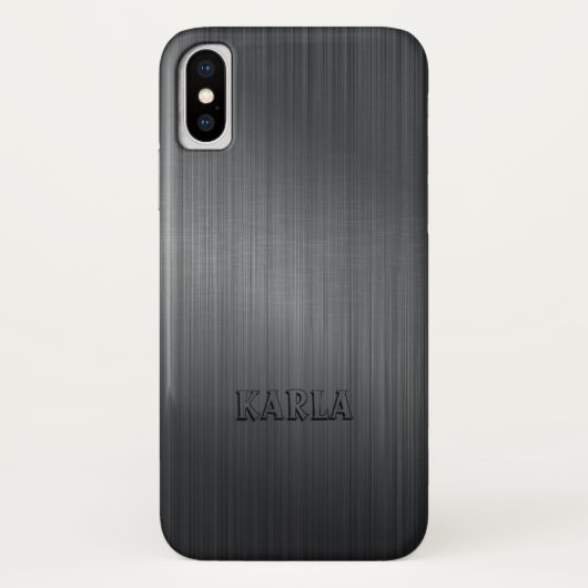 Modern Donkergrijs Metallic Textuur Monogram Case-Mate iPhone Case (Achterkant)